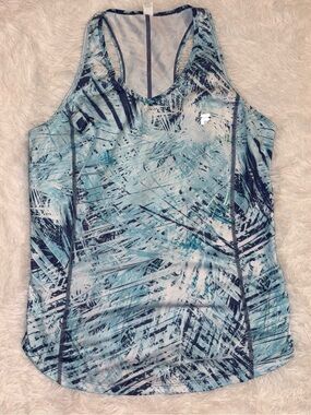 FILA Sport Blue Abstract Print Racerback Workout Tank Top.